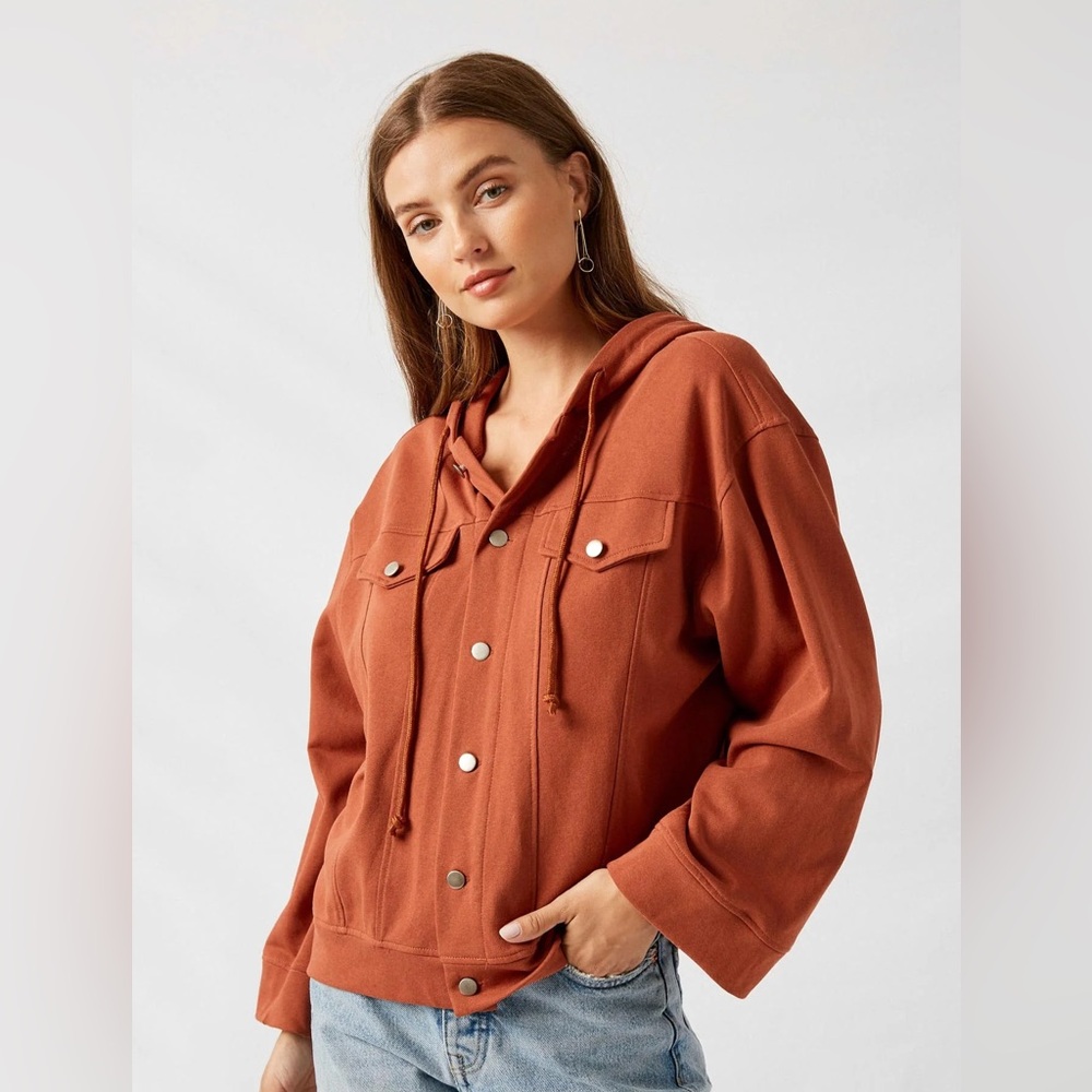 Hayden Los Angeles Rust Hooded Snap Button Jacket NWT Size L